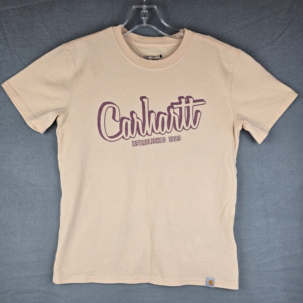 Carhartt Women's Small Cream T-Shirt Loose Fit Short Sleeve Casual Workwear